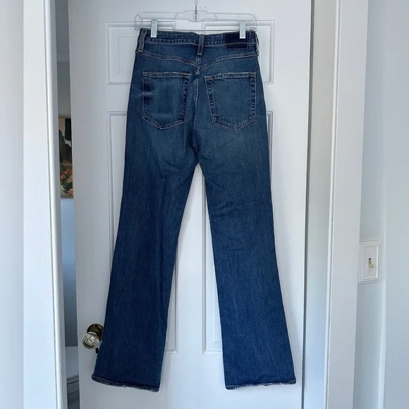 AMO High Rise Kick Crop Dark Wash Blue Denim Jeans in Patience Size 26 - Picture 7 of 10
